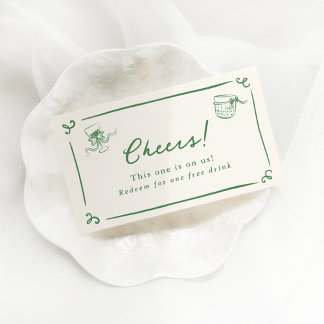 Whimsique Hand plockade Grönt Drink Biljett Tilläggskort
