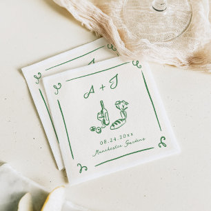 Whimsique Hand plockade Grönt Food & Vin Bröllop Pappersservett