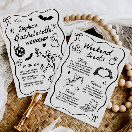 Whimsique Hand plockade Halloween Bachelorette Par Inbjudningar