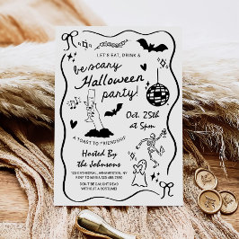 Whimsique Hand plockade Halloween fest Inbjudningar