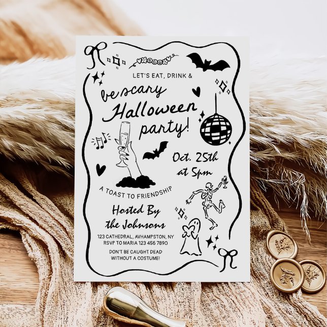 Whimsique Hand plockade Halloween fest Inbjudningar (Skapare uppladdad)