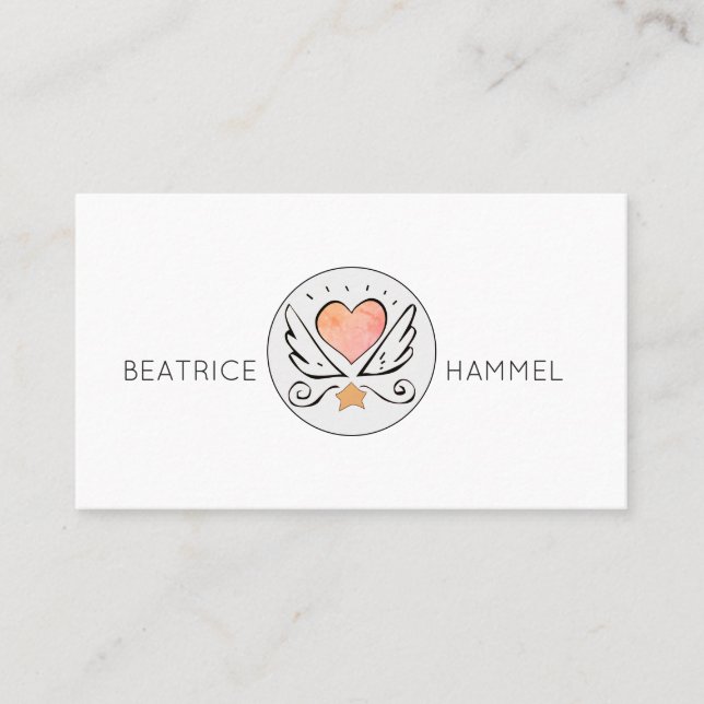 Whimsique Hand plockade Heart & Vingar Visitkort (Framsida)