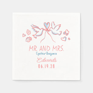 Whimsique Hand plockade Love birds Bröllop Napkins Pappersservett