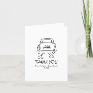 Whimsique Hand plockade Ny gifta Car Bröllop Tack Kort
