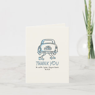Whimsique Hand plockade Ny gifta Car Bröllop Tack Kort