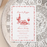 Whimsique Hand plockade Pizza & Vin Möhippa Inbjudningar<br><div class="desc">Whimsique Hand plockade Pizza & Vin Inbjudningskort för möhippan</div>