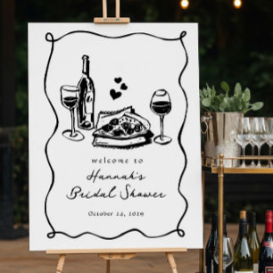 Whimsique Hand plockade Pizza Vin Möhippa Poster