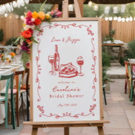 Whimsique Hand plockade Pizza Vin Möhippa Sign Poster