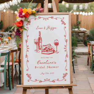 Whimsique Hand plockade Pizza Vin Möhippa Sign Poster