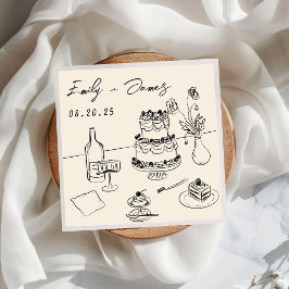 Whimsique Hand plockade Quirky Cake Bröllop Napkin Pappersservett