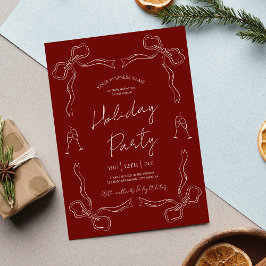 Whimsique Hand plockade Red Helgdag Business Party Inbjudningar