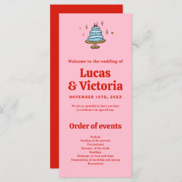 Whimsique Hand plockade Red & Rosa Bröllopsprogram