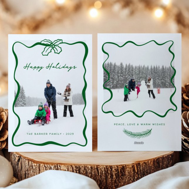 Whimsique Hand plockade Ribbon Photo jul Card Julkort (Skapare uppladdad)