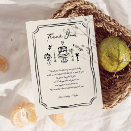 Whimsique Hand plockade Roligt Quirky Bröllop Tack Kort