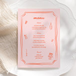 Whimsique Hand plockade Roligt Retro Bröllop Meny<br><div class="desc">Whimsique Hand plockade Roligt Retro Bröllop Bord Menu</div>