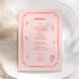 Whimsique Hand plockade Roligt Retro Bröllop Meny