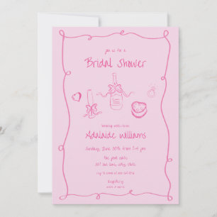 Whimsique Hand plockade Rosa Inbjudningskort för m