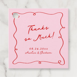 Whimsique Hand plockade Rosa & Red Bröllop Tack Gåvor Etiketter