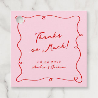 Whimsique Hand plockade Rosa & Red Bröllop Tack Gåvor Etiketter