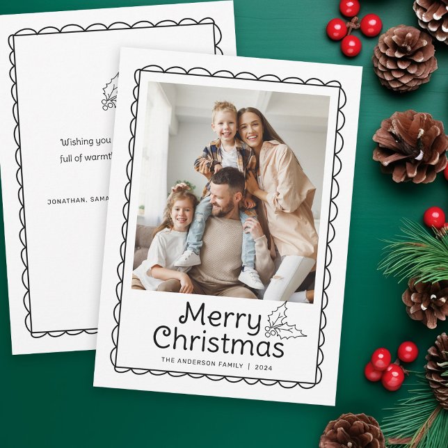 Whimsique Hand plockade Scallop Ram Photo jul Julkort (Skapare uppladdad)