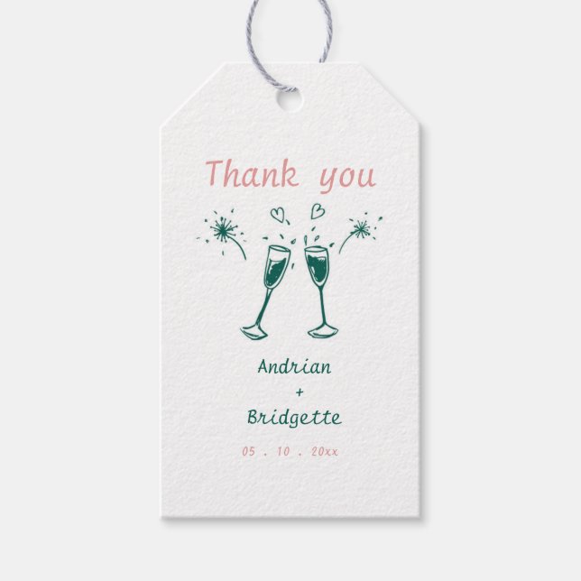 Whimsique Hand plockade Scribble Bröllop Tack Presentetikett (Framsidan)