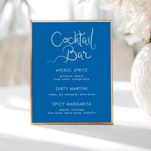 Whimsique Hand plockade Snäcka Blue Cocktail Pub Poster