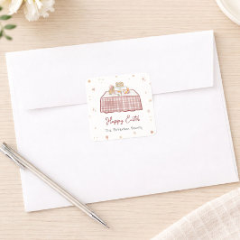 Whimsique Hand plockade Vår Påsk Brunch Fyrkantigt Klistermärke