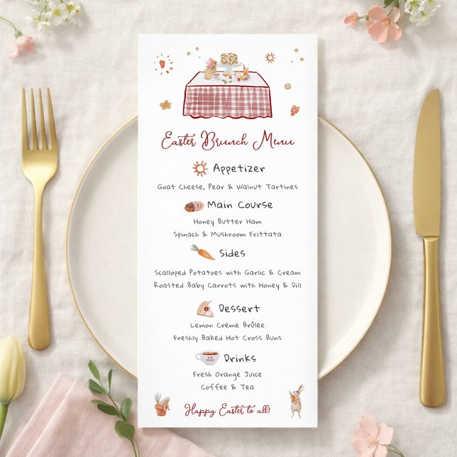 Whimsique Hand plockade Vår Påsk Brunch Meny (Skapare uppladdad)