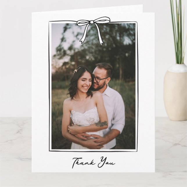 Whimsique-handskriven Bow Bröllop Tack Kort (Framsida)