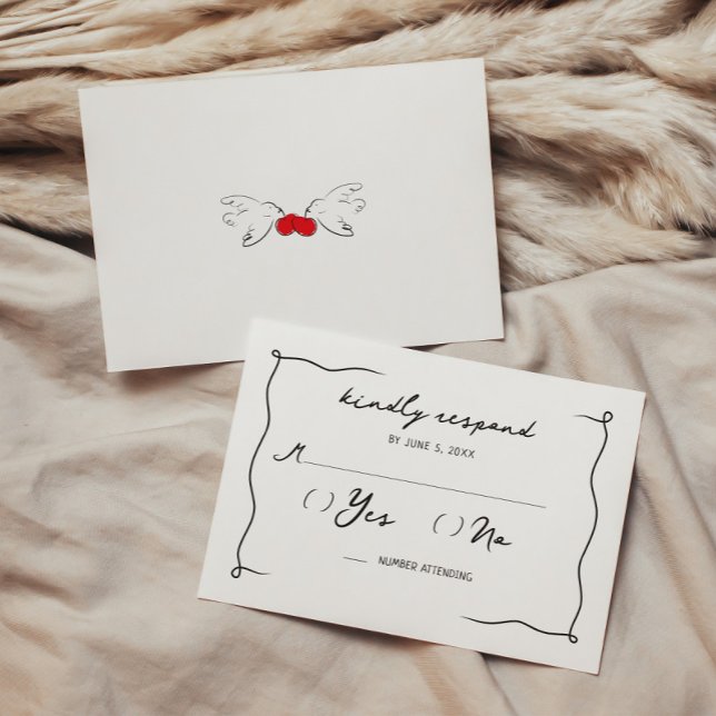 Whimsique Handwrite Cherry Bröllop Tilläggskort (Skapare uppladdad)
