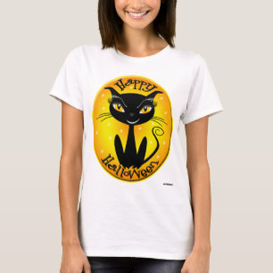 Whimsique Happy halloween Cat med stjärnor T Shirt