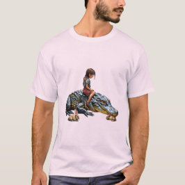 Whimsique Harmony: Girl Riding an Alligator T Shirt
