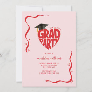 Whimsique Heart Grad Party Studenten Inbjudningar