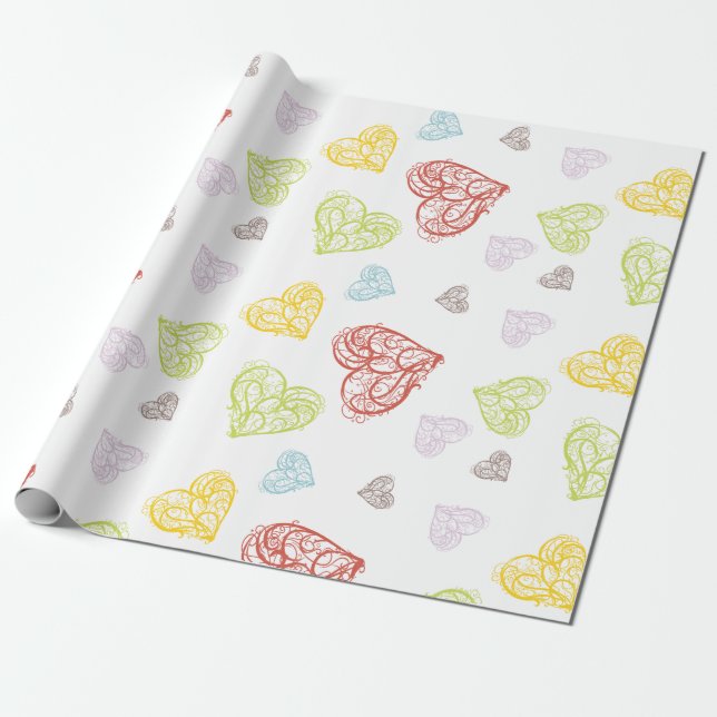 Whimsique Hearts Valentines day Presentpapper (Utrullad)