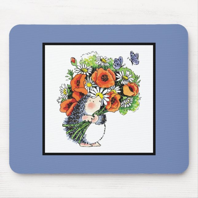 Whimsique Hedgehog och Poppies Musmatta (Framsidan)