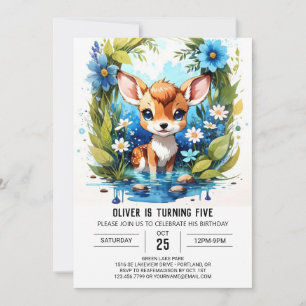 Whimsique Hjort Boy Birthday Inbjudningar