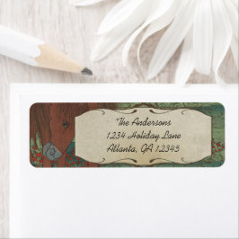 Whimsique Horse Red Flowers Retur Adressetikett Returadress Etikett