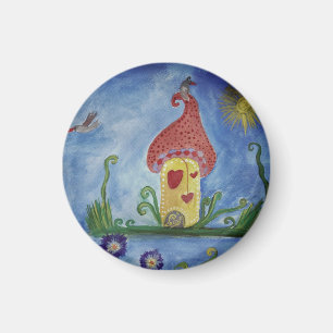 Whimsique House Teckning Small, 3,2 cm Round Magne Magnet
