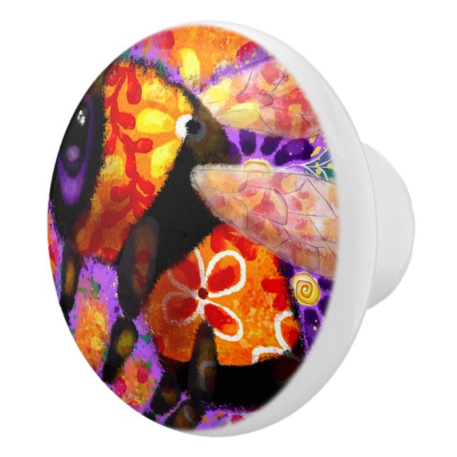 Whimsique Humla Blommigt Red Gult Lila Knopp (Höger)