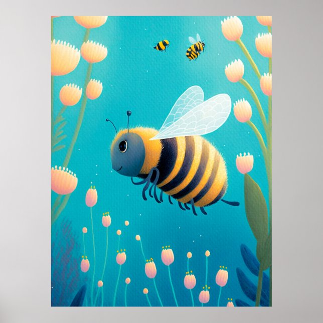 Whimsique Humla och Flowers Poster (Framsidan)