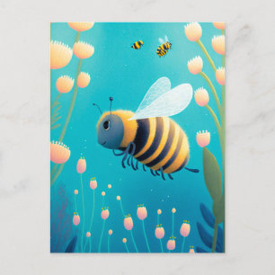 Whimsique Humla och Flowers Vykort