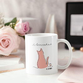 Whimsique I Kärlek Cats Silhouette Anpassat namn Kaffemugg