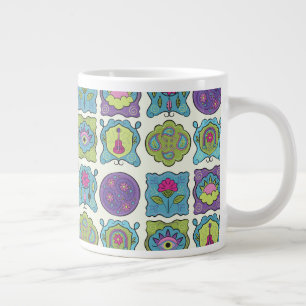 Whimsique Jewel Tones Hand plockade Boho Ramar Jumbo Mugg
