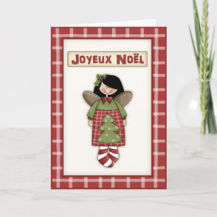 Whimsique jul Angel in Fransk Language Helgkort