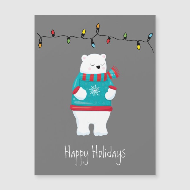 Whimsique Jul Polar Bear-Helgdag Card (Framsida)