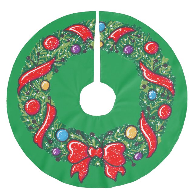 Whimsique jul Reef Red Festive Helgdag Julgransmatta Borstad Polyester (Framsidan)