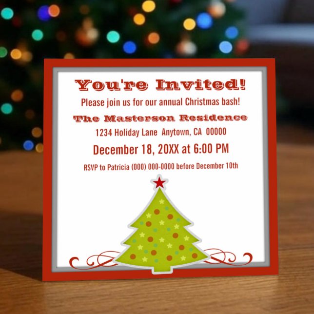 Whimsique Julgran Party Inbjudan (Whimsical Christmas Tree Party Invite)