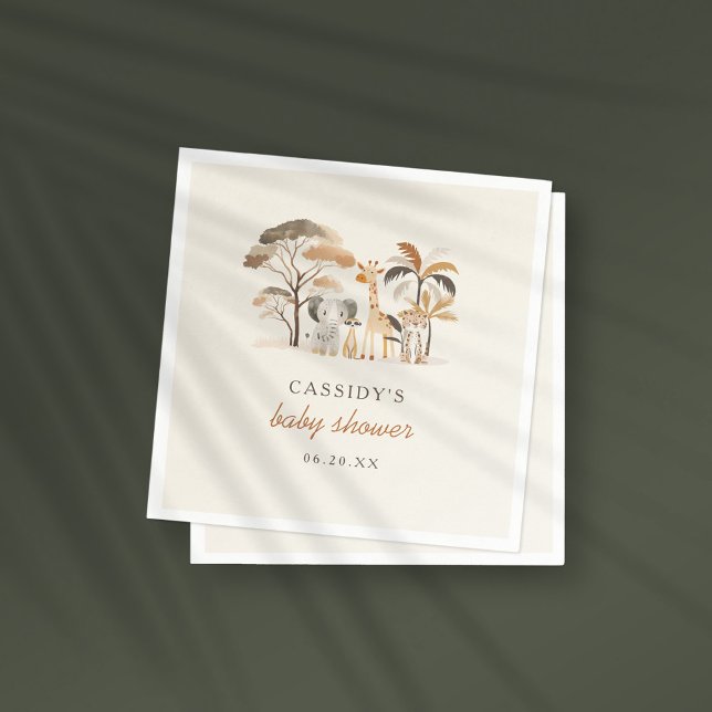 Whimsique Jungle Safari Animals Boy Baby Shower Pappersservett (Skapare uppladdad)