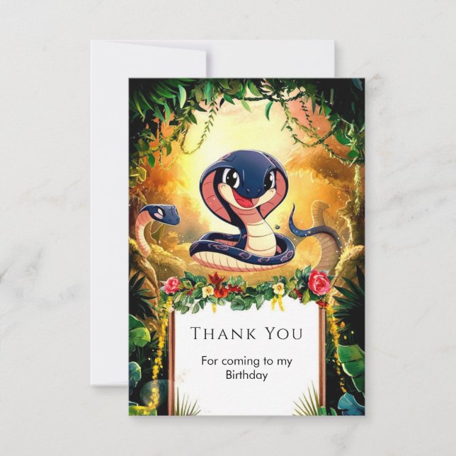 Whimsique Jungle Snake Birthday Tack Kort (Framsida)