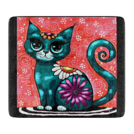 Whimsique Kattunge Sitta vid Matta Blommigt Teal